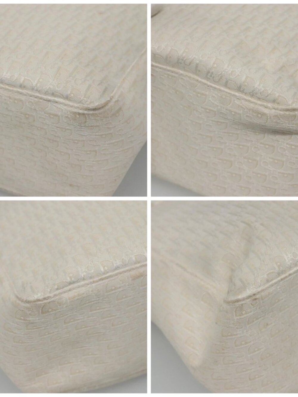 Christian Dior Trotter Canvas Tote Bag White Silver Auth mr1118V - Picture 14 of 16